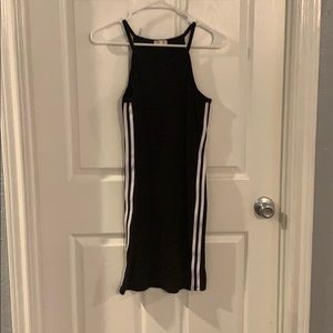 Black dress with white side stripe